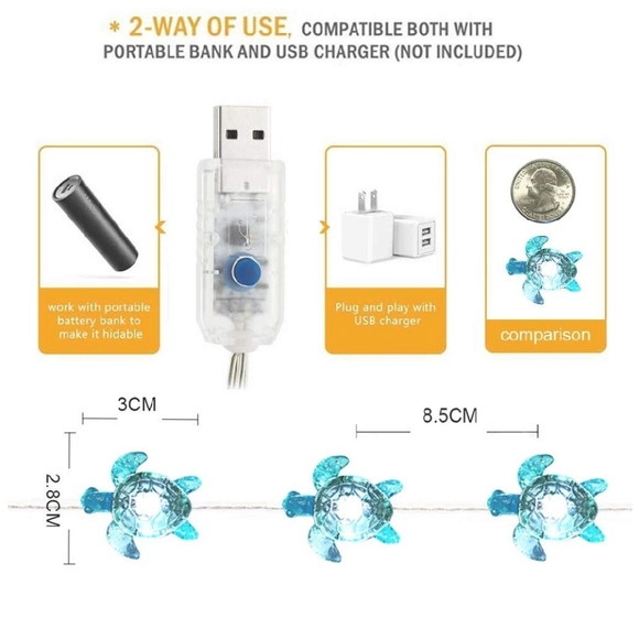 UO Sea Turtle Remote LED fairy String Lights - Picture 6 of 8